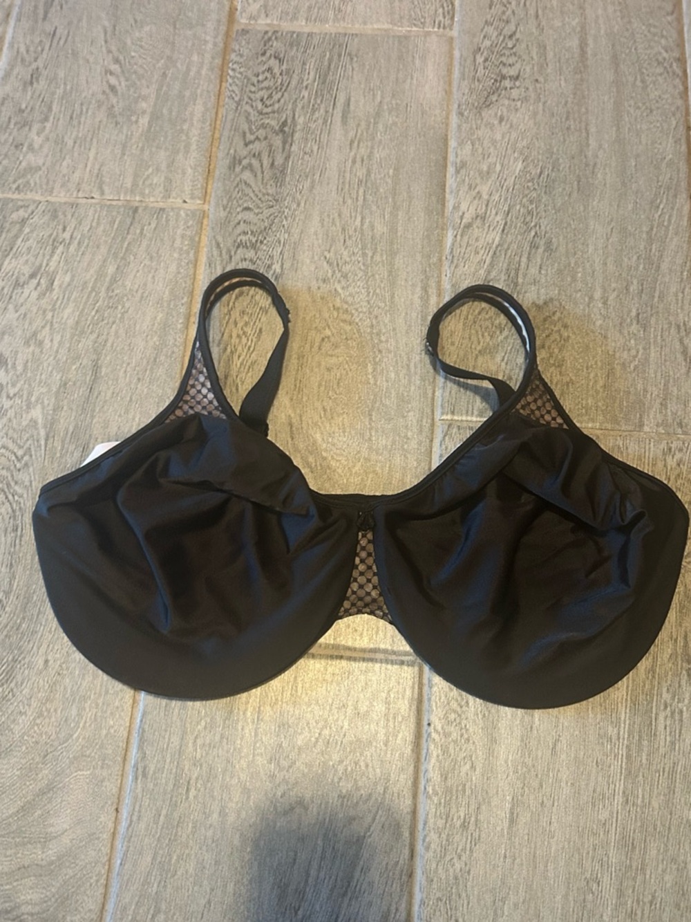 Bali Black full coverage unlined Underwire Bra with Mesh Accent - size 38DDD
